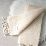 ロエベ アナグラム レザーパッチ モヘア マフラー ホワイト