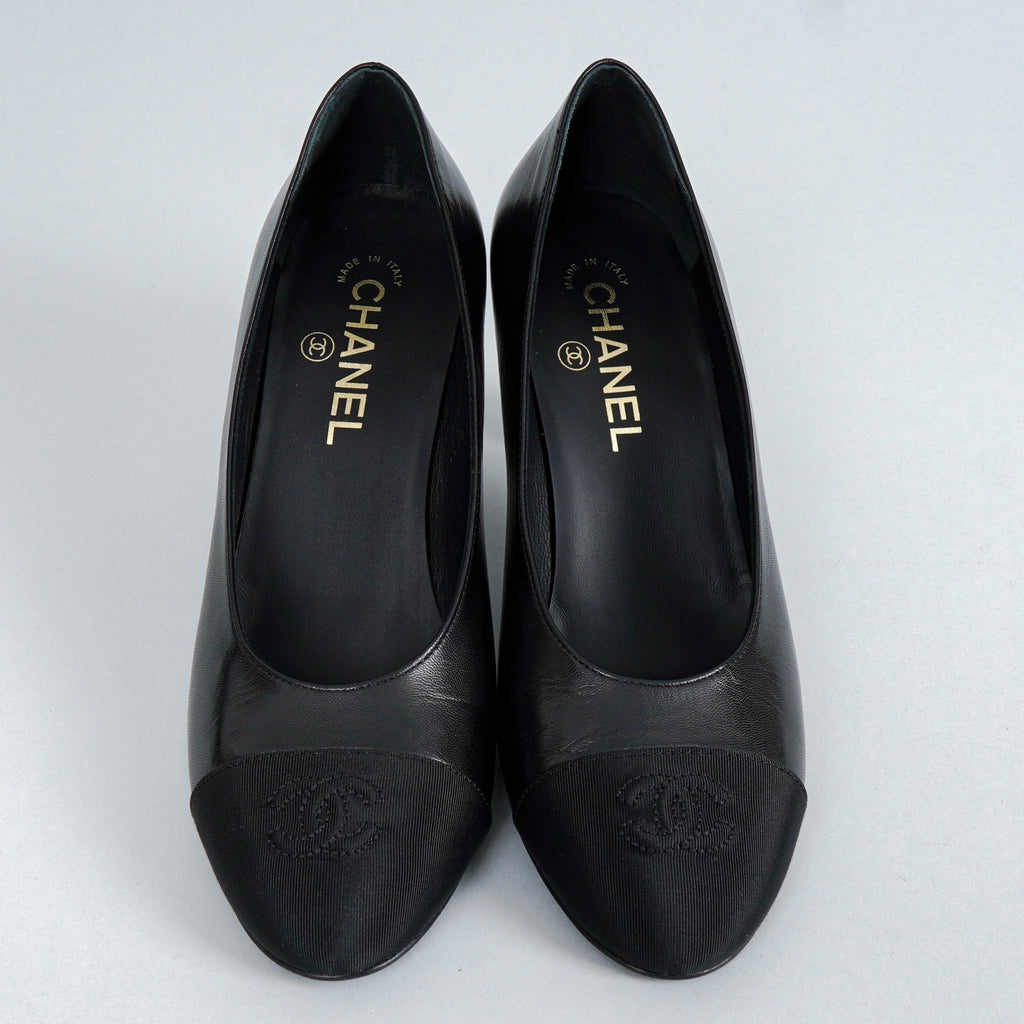 シャネル ココマーク刺繍 バイカラートゥ ハイヒールパンプス 37 1/2C / 24.0cm-24.5cm