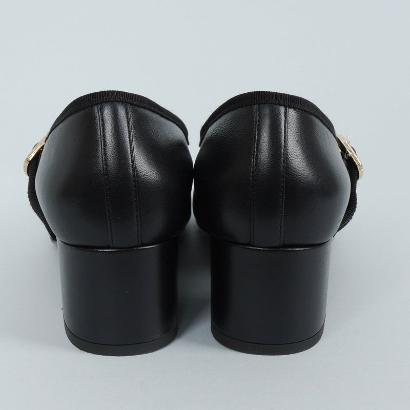 シャネル バレリーナ メリージェーン チャンキーヒール パンプス ブラック 37 1/2C / 24.0cm〜24.5cm - NEWSED