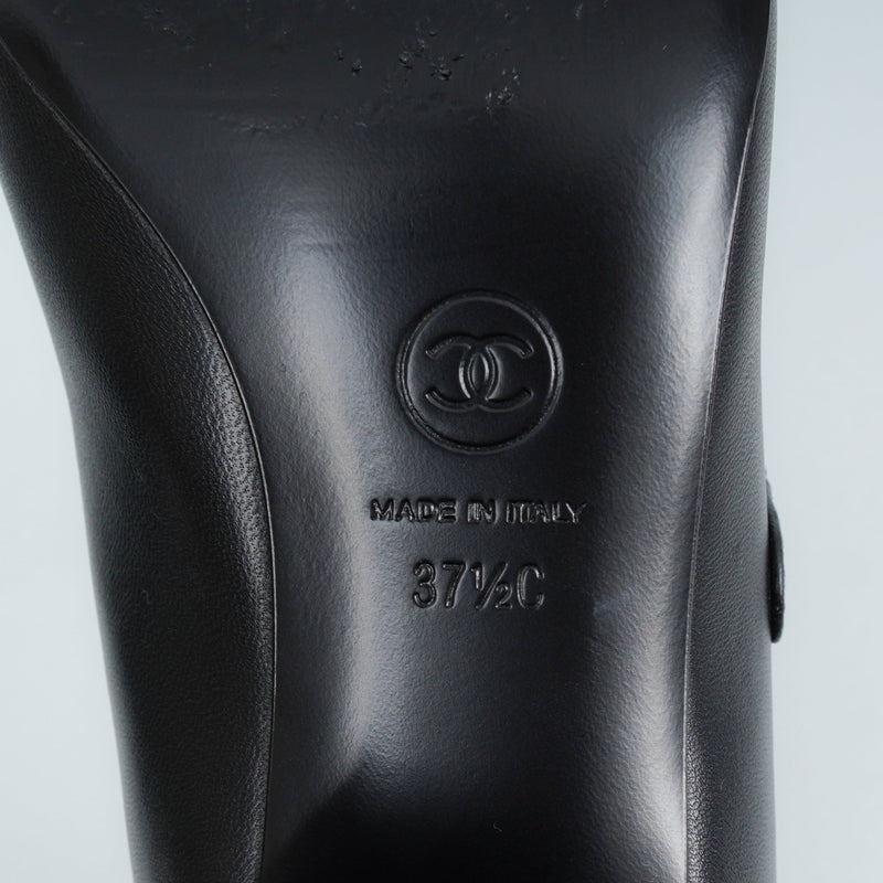 シャネル バレリーナ メリージェーン チャンキーヒール パンプス ブラック 37 1/2C / 24.0cm〜24.5cm - NEWSED