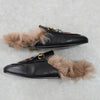 グッチ プリンスタウン ホースビット ファー レザー ミュール ブラック 箱付き 37サイズ