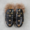グッチ プリンスタウン ホースビット スター ファー レザー ミュール ブラック 箱付き 37サイズ