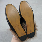 グッチ プリンスタウン ホースビット スター ファー レザー ミュール ブラック 箱付き 37サイズ - NEWSED