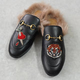 グッチ プリンスタウン ホースビット ファー レザー ミュール ブラック 箱付き 37サイズ - NEWSED