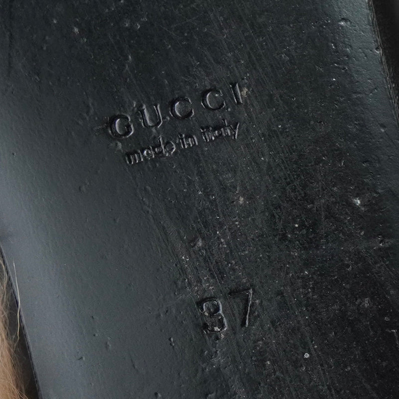 グッチ プリンスタウン ホースビット ファー レザー ミュール ブラック 箱付き 37サイズ - NEWSED