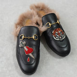 グッチ プリンスタウン ホースビット ファー レザー ミュール ブラック 箱付き 37サイズ - NEWSED