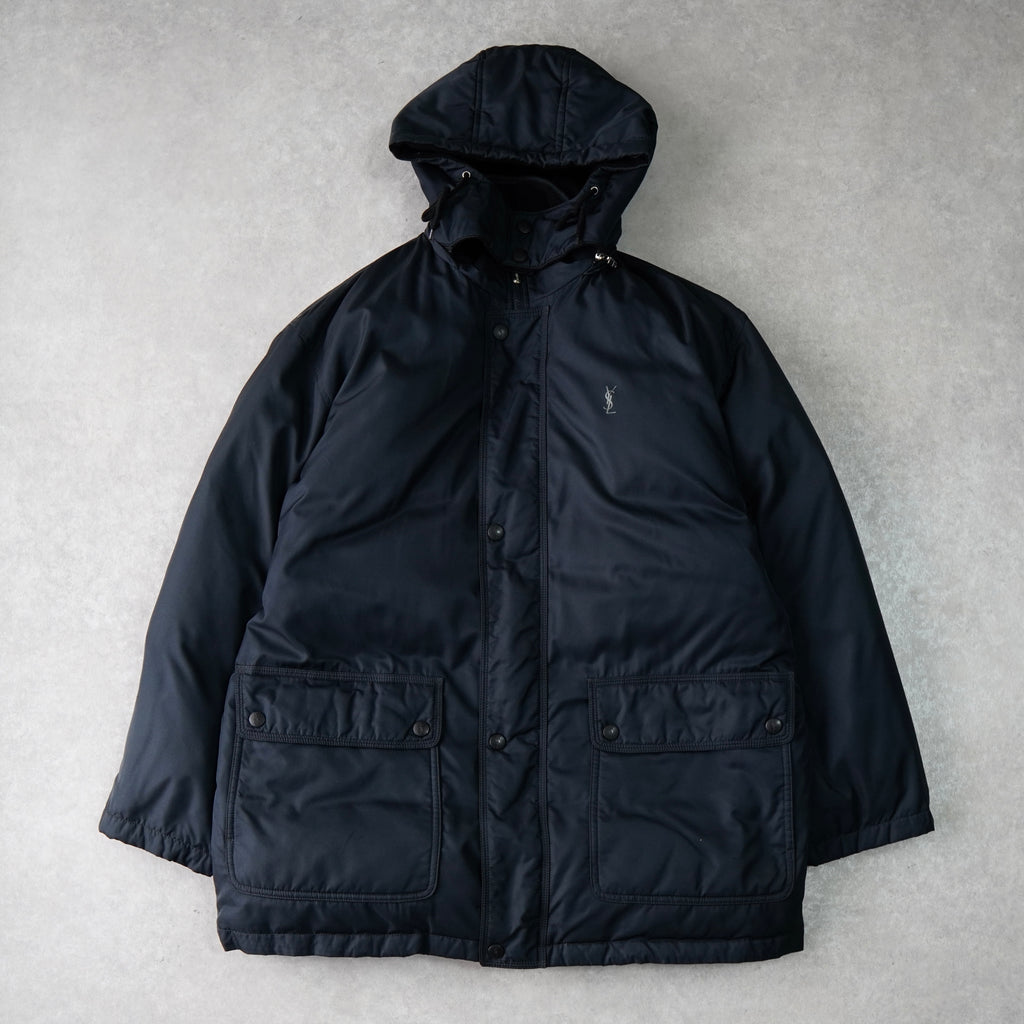 イヴサンローラン ヴィンテージ YSLロゴ ダウンジャケット ネイビー メンズ