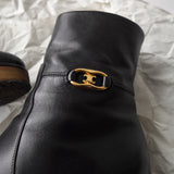 セリーヌ トリオンフ ウェッジソール レザー ブーツ 38 ブラック 保存袋 箱付き - NEWSED