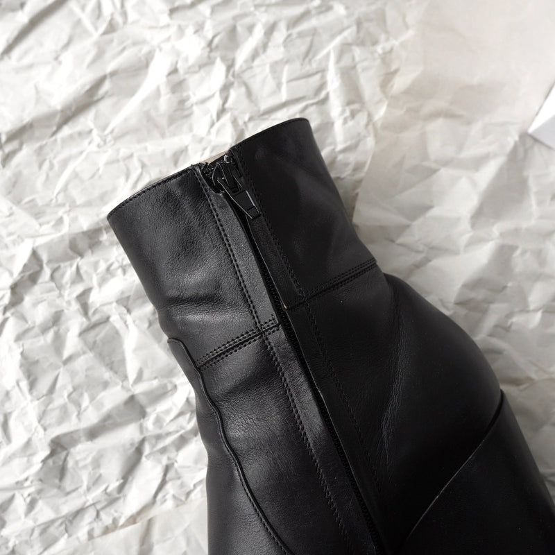 セリーヌ トリオンフ ウェッジソール レザー ブーツ 38 ブラック 保存袋 箱付き - NEWSED