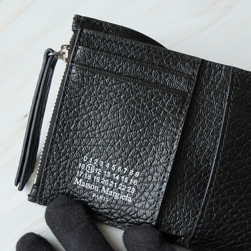 メゾン マルジェラ 4ステッチ 四つタグ レザー 三つ折り財布 コンパクトウォレット ブラック