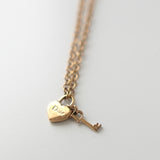 Dior Logo Heart Padlock and Key Motif GP Gold Necklace