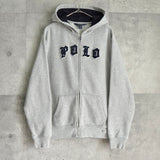 ポロ ラルフローレン フェルトロゴ フルジップ パーカー ライトグレー