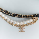 シャネル メリージェーン チェーン & パール アンクルストラップ チャンキーヒール パンプス ブラック38C / 24.0cm〜24.5cm - NEWSED