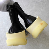 エムエムシックス メゾン マルジェラ レザー 厚底 サイドゴア ブーツ ショートブーツ ブラック サイズ39 - NEWSED