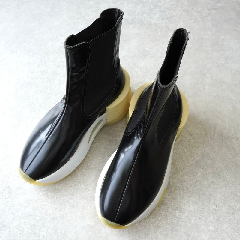 エムエムシックス メゾン マルジェラ レザー 厚底 サイドゴア ブーツ ショートブーツ ブラック サイズ39 - NEWSED