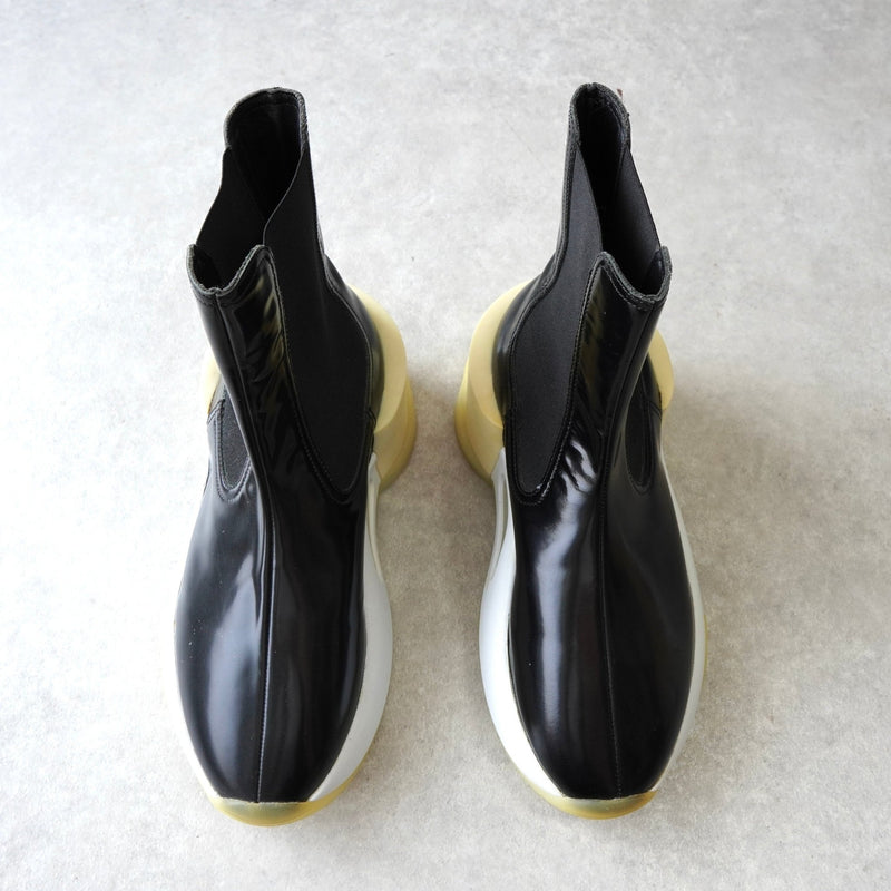 エムエムシックス メゾン マルジェラ レザー 厚底 サイドゴア ブーツ ショートブーツ ブラック サイズ39 - NEWSED