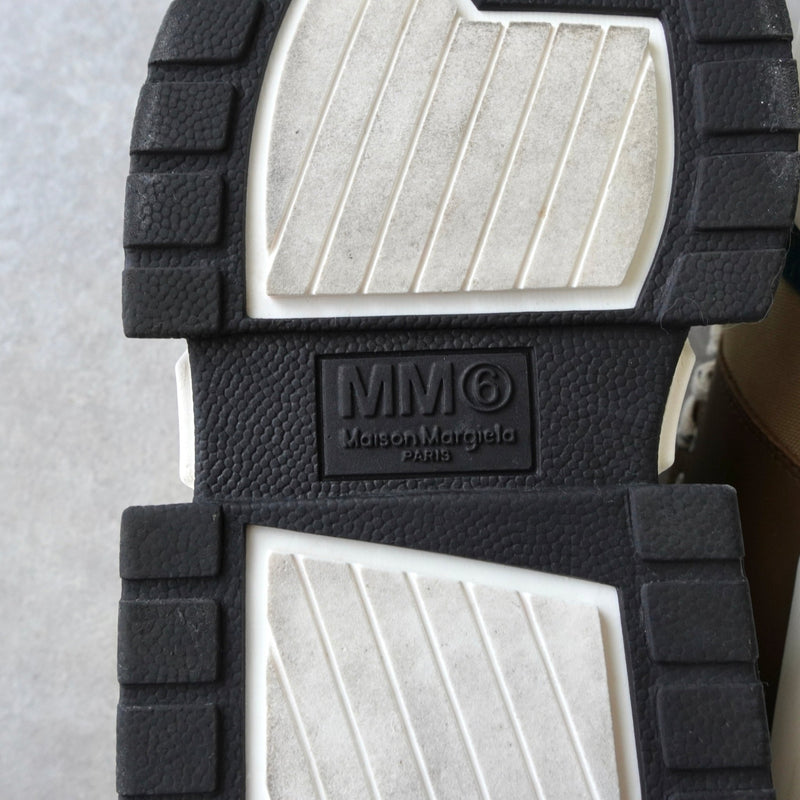 エムエムシックス メゾンマルジェラ レザー スエード 厚底 ダッドスニーカー ブルー / グレー サイズ39.5 - NEWSED