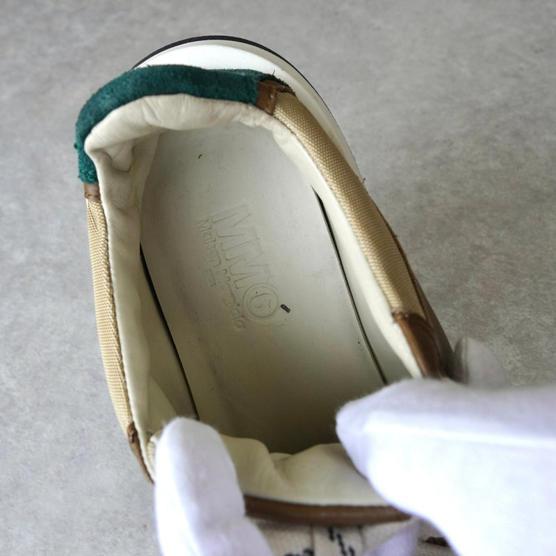 エムエムシックス メゾンマルジェラ レザー スエード 厚底 ダッドスニーカー ブルー / グレー サイズ39.5 - NEWSED