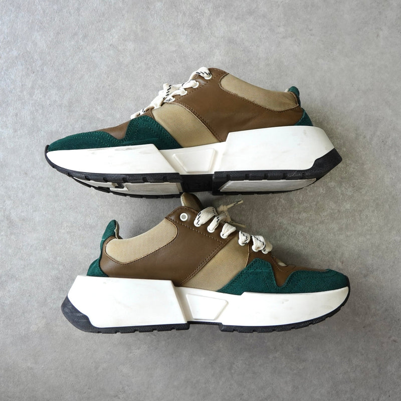 エムエムシックス メゾンマルジェラ レザー スエード 厚底 ダッドスニーカー ブルー / グレー サイズ39.5 - NEWSED