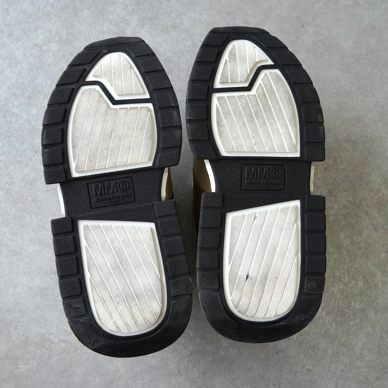 エムエムシックス メゾンマルジェラ レザー スエード 厚底 ダッドスニーカー ブルー / グレー サイズ39.5 - NEWSED