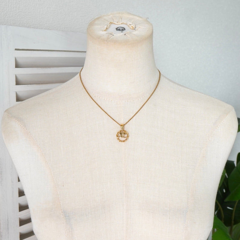 クレージュ ヴィンテージ ツイスト ロゴ ネックレス GP ゴールド