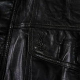イヴ サンローラン ヴィンテージ エンボス YSLロゴ レザージャケット レザーブルゾン ブラック