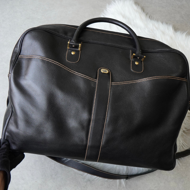 Dunhill Leather 2-Way Boston Bag in Black