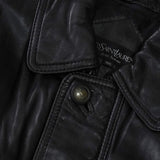 イヴ サンローラン ヴィンテージ エンボス YSLロゴ レザージャケット レザーブルゾン ブラック