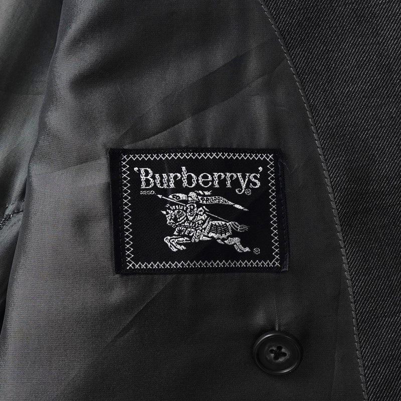 バーバリー ヴィンテージ ホースロゴ ボタン モヘア混紡 ダブル テーラドジャケット グレー