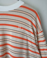 マルニ 筆記体ロゴ ボーダー オーバーサイズ Tシャツ ホワイト マルチカラー オレンジ M メンズ レディース