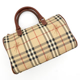 バーバリー ノバチェック PVC / レザー ミニボストンバッグ ハンドバッグ ベージュ レディース