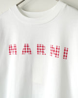 マルニ ギンガムチェックロゴ ショート丈 Tシャツ ホワイト サイズ36 レディース