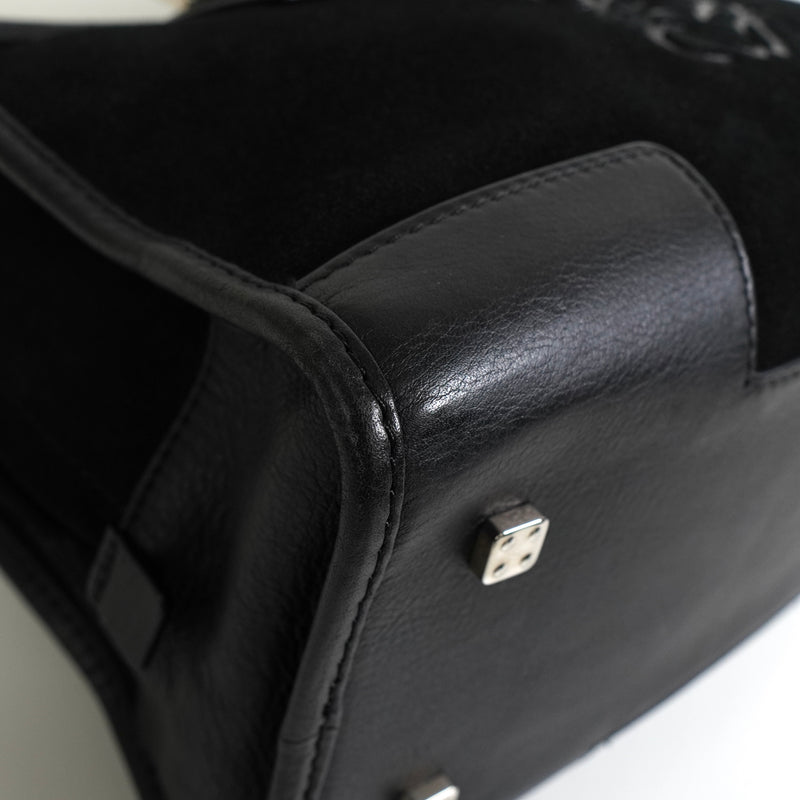 ロエベ アマソナ28 スエード / レザー ハンドバッグ ブラック