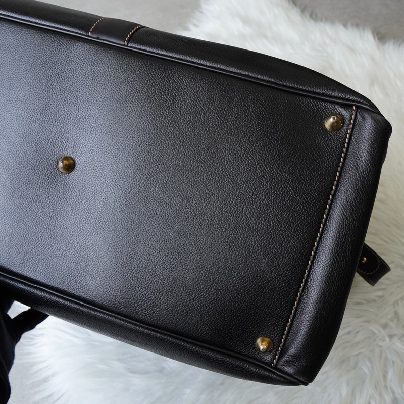Dunhill Leather 2-Way Boston Bag in Black
