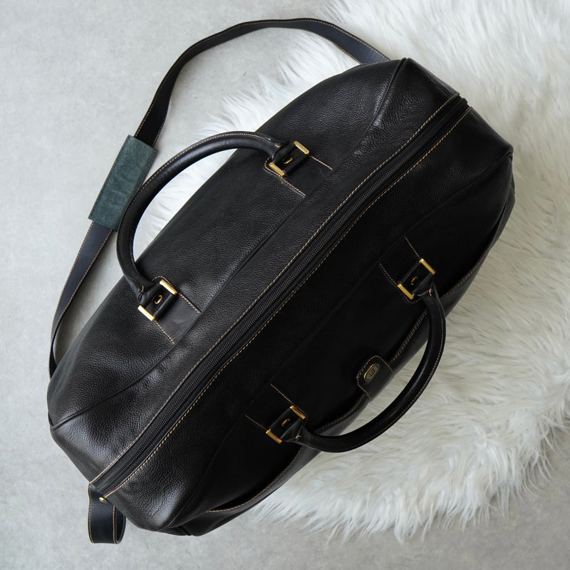 Dunhill Leather 2-Way Boston Bag in Black