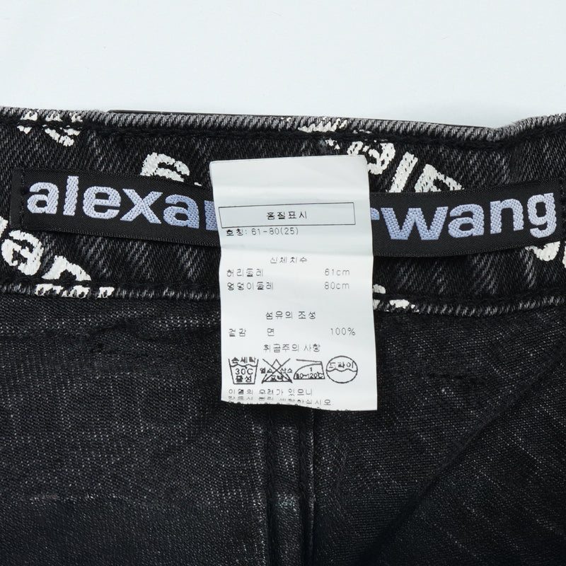 アレキサンダー ワン ロゴ 総柄 デニム ブラック レディース