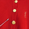 イヴサンローラン ヴィンテージ YSLロゴ 金ボタン コットン カーディガン レッド レディース