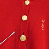 イヴサンローラン ヴィンテージ YSLロゴ 金ボタン コットン カーディガン レッド レディース