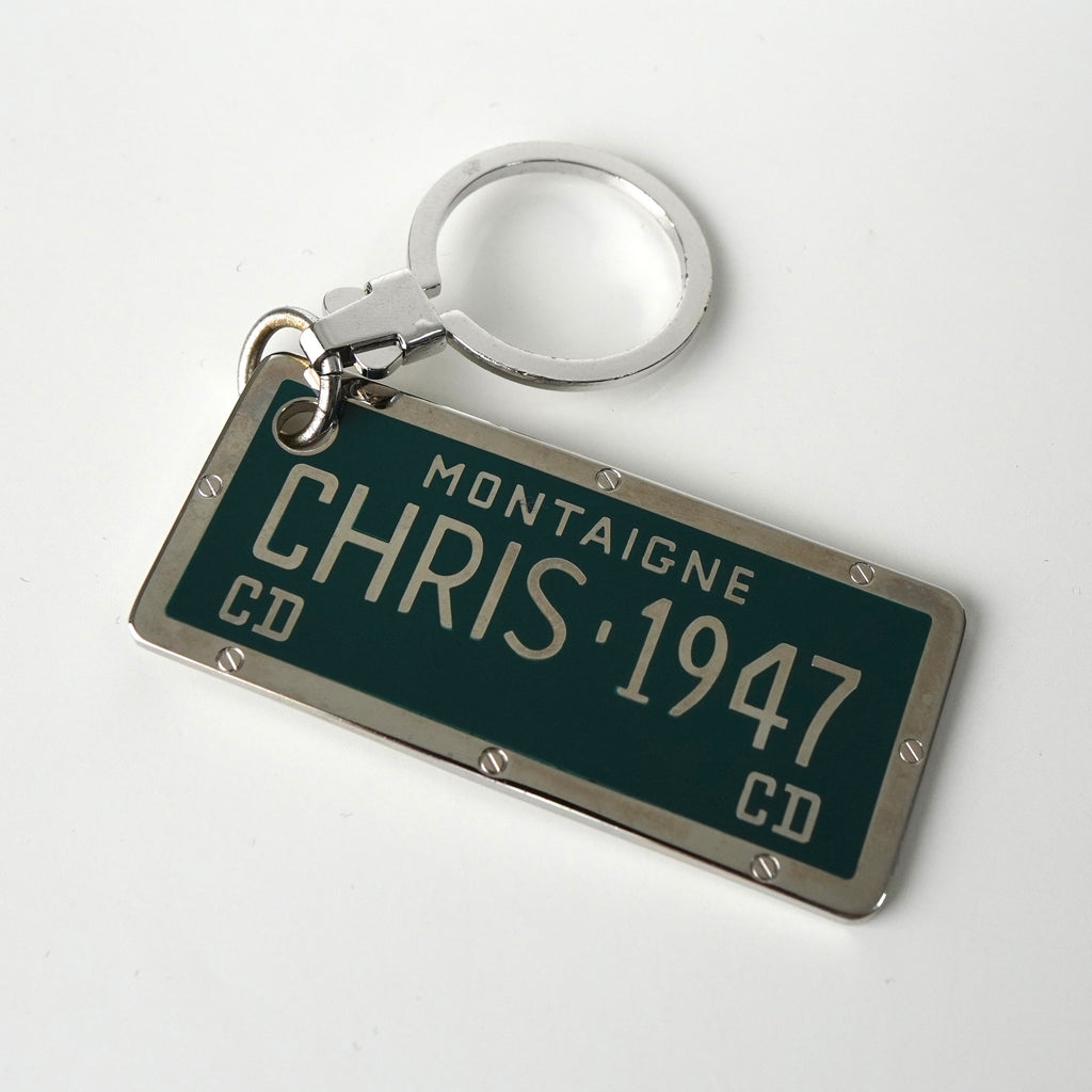 クリスチャン ディオール プレート チャーム キーリング キーホルダー シルバー / ブルー