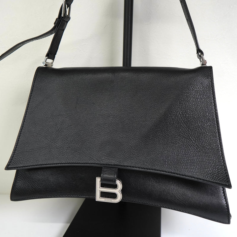 バレンシアガ クラッシュ レザー スリングバッグ ワンショルダーバッグ ブラック