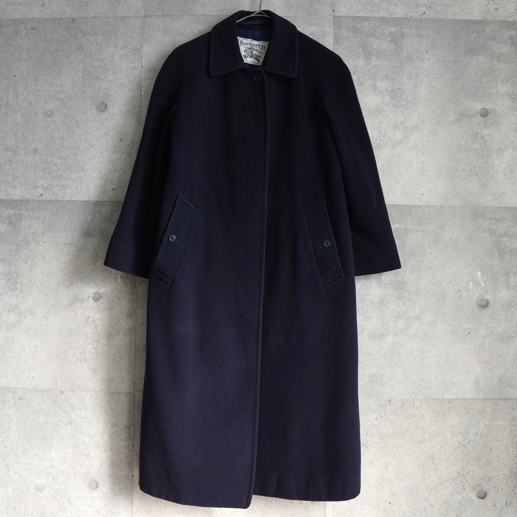 BURBERRY'S ネイビー ステンカラーコート オールウール バーバリー ウール ステンカラーコート ネイビー | ブランド古着を扱う