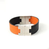 エルメス ルーリー リバーシブル 3way バングル ブレスレット レザー ブラック / オレンジ