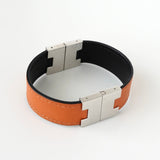エルメス ルーリー リバーシブル 3way バングル ブレスレット レザー ブラック / オレンジ - NEWSED