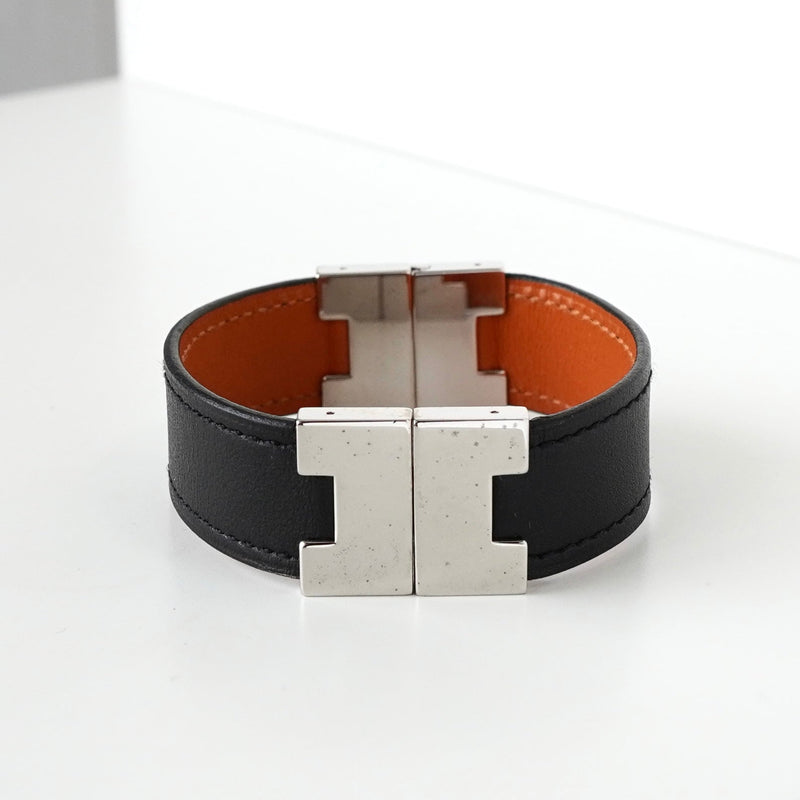 エルメス ルーリー リバーシブル 3way バングル ブレスレット レザー ブラック / オレンジ - NEWSED