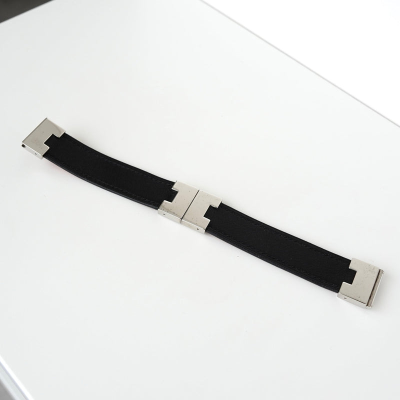 エルメス ルーリー リバーシブル 3way バングル ブレスレット レザー ブラック / オレンジ - NEWSED