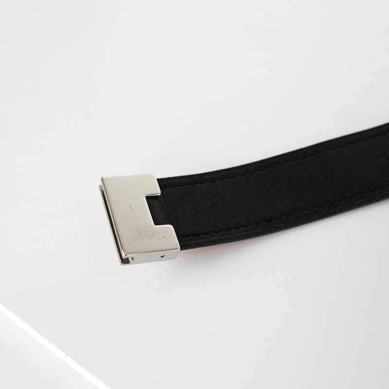 エルメス ルーリー リバーシブル 3way バングル ブレスレット レザー ブラック / オレンジ - NEWSED