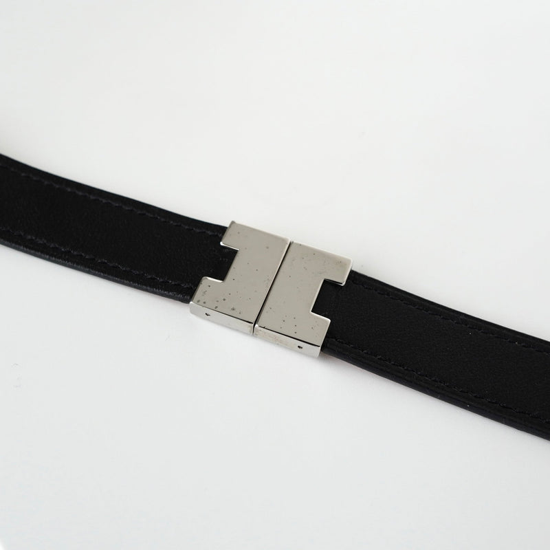 エルメス ルーリー リバーシブル 3way バングル ブレスレット レザー ブラック / オレンジ - NEWSED