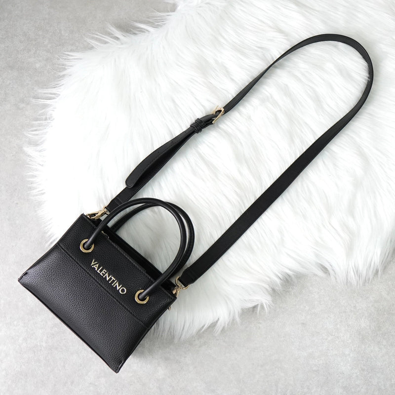 ヴァレンティノ ロゴ レザー 3way ハンドバッグ ショルダーバッグ ブラック - NEWSED