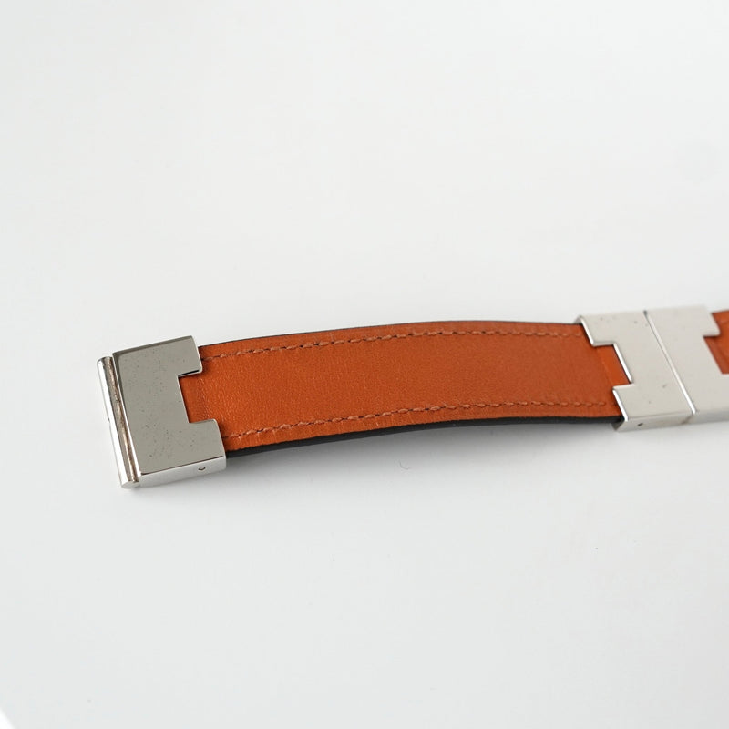 エルメス ルーリー リバーシブル 3way バングル ブレスレット レザー ブラック / オレンジ - NEWSED