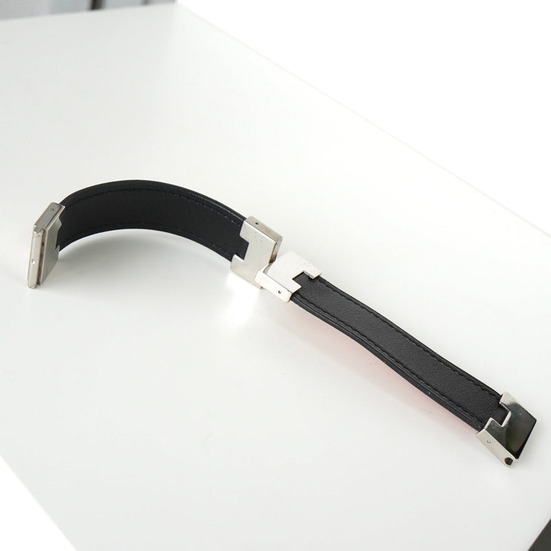 エルメス ルーリー リバーシブル 3way バングル ブレスレット レザー ブラック / オレンジ - NEWSED
